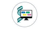 Schmuckicon: DNA-Helix und Bildschirm.