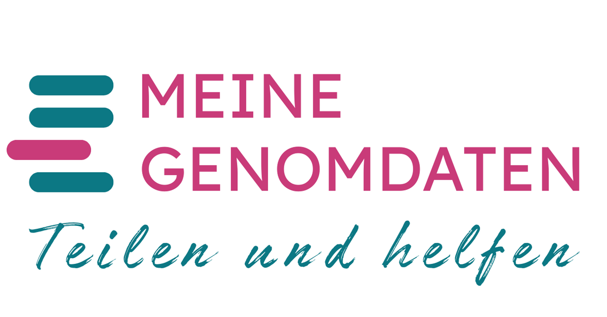 Logo dieser Webseite: Schriftzug mit Meine Genomdaten, darunter teilen und helfen in kursiv. Bild verlinkt die Startseite.